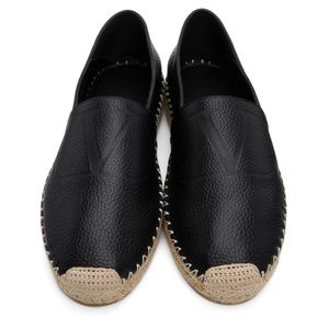 Valentino Garavani  Black logo espadrilles in leather size 39.5